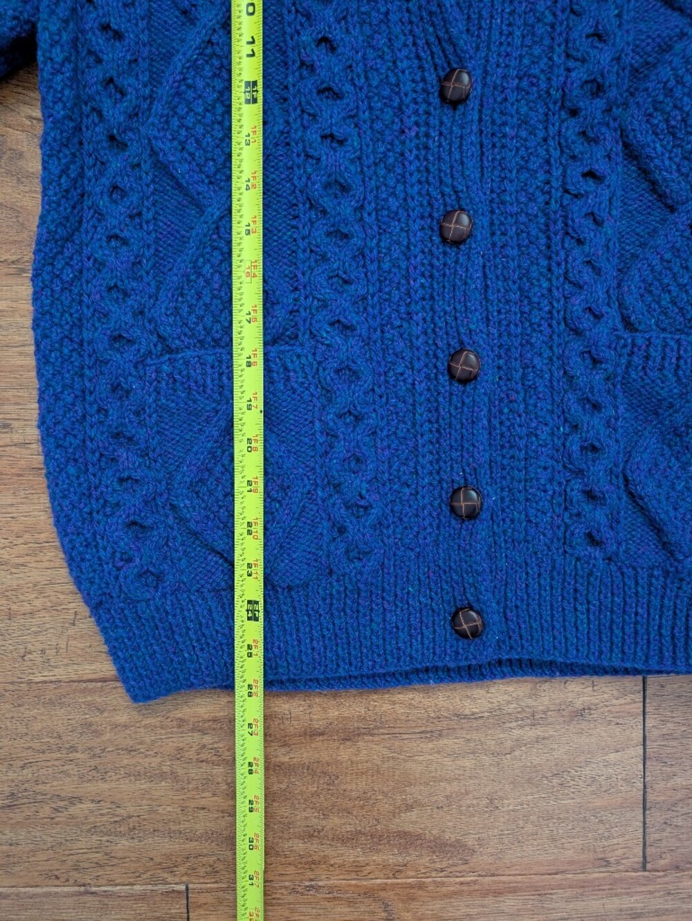 Athena Designs Irish Fisherman Sweater Deep Purple/Blue Cable Knit Pure Wool M - Picture 5 of 8